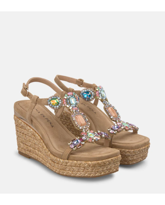 CuÑas v265506 suede sand alma en pena mujer