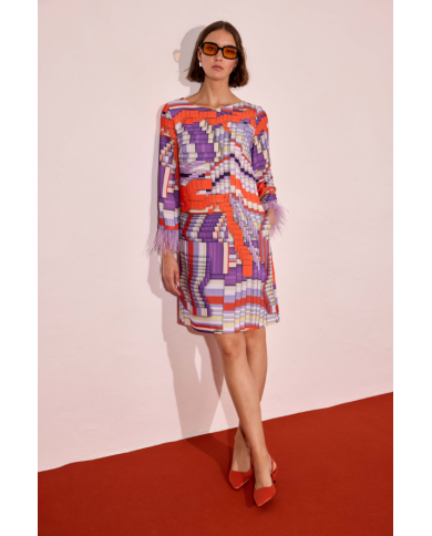 Vestido plumas 52095 carla ruiz mujer