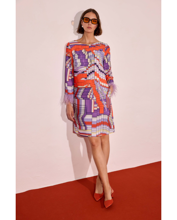 Vestido plumas 52095 carla ruiz mujer