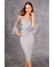 Vestido midi plumas 99607 carla ruiz mujer