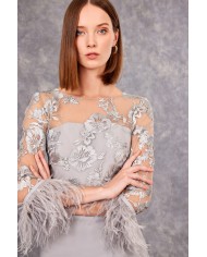 Vestido midi plumas 99607 carla ruiz mujer