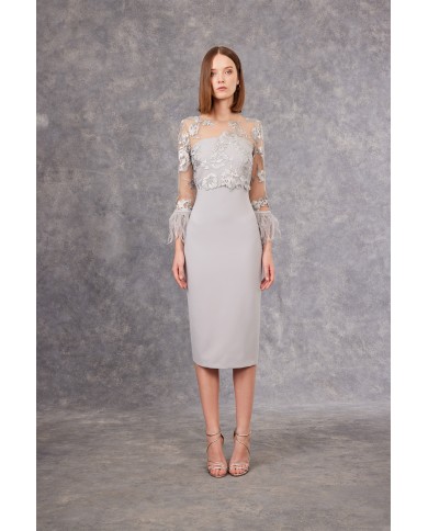 Vestido midi plumas 99607 carla ruiz mujer Vestido midi plumas 99607 carla ruiz mujer