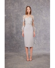 Vestido midi plumas 99607 carla ruiz mujer