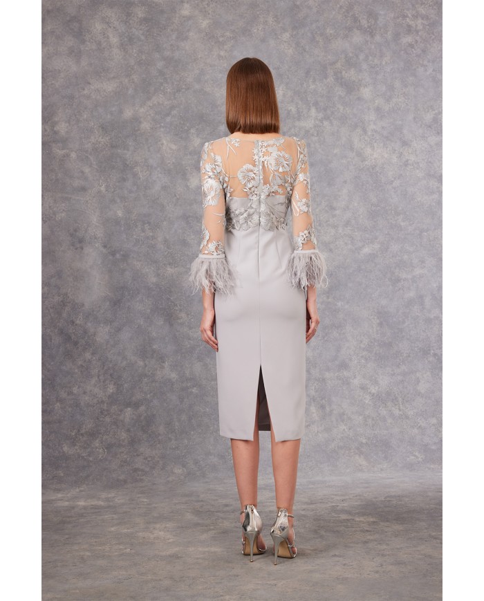 Vestido midi plumas 99607 carla ruiz mujer