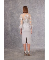 Vestido midi plumas 99607 carla ruiz mujer