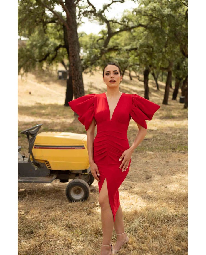 Vestido midi punto xenia magnolia mujer