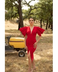 Vestido midi punto xenia magnolia mujer