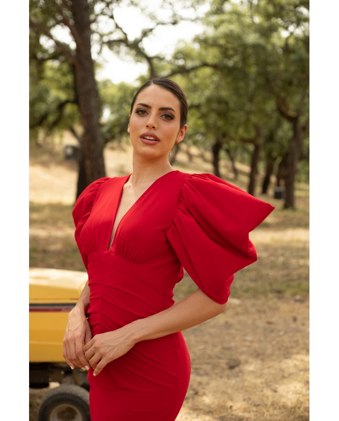 Vestido midi punto xenia magnolia mujer