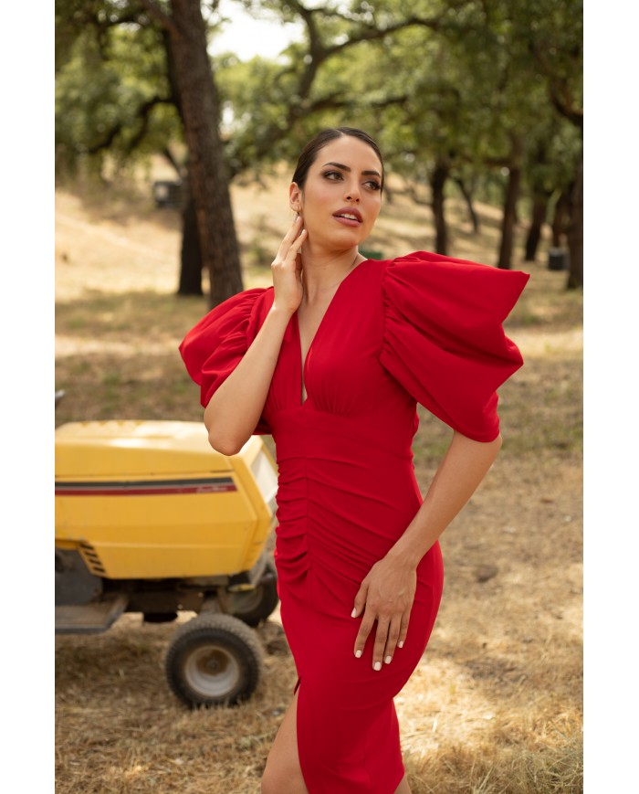 Vestido midi punto xenia magnolia mujer