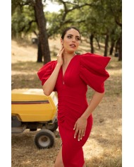 Vestido midi punto xenia magnolia mujer