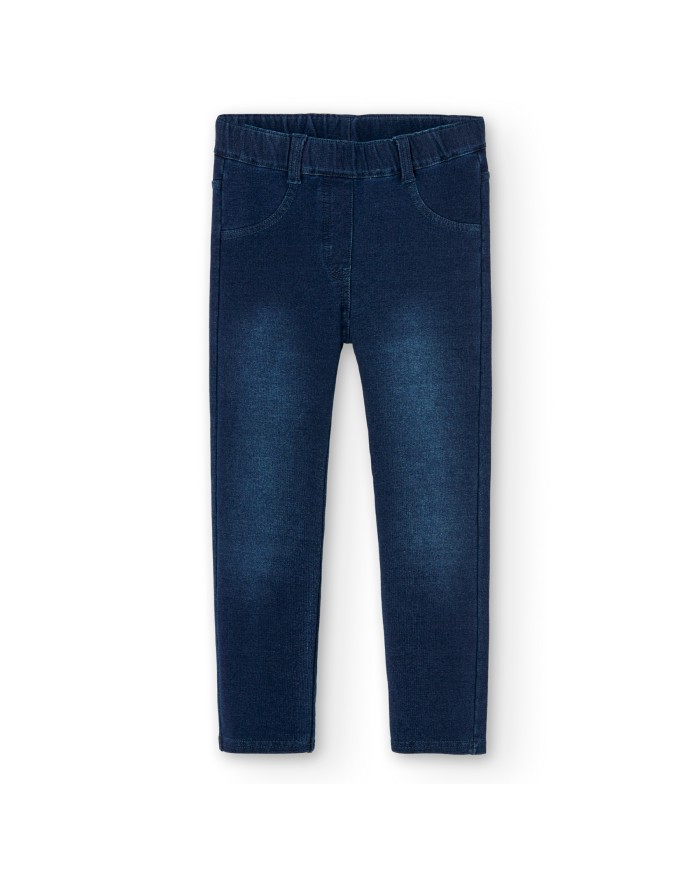 Pantalon felpa denim 490014-23 boboli niÑa