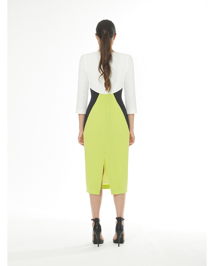 Vestido tricolor manga 47529 arggido mujer