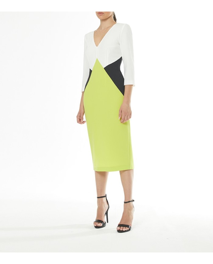 Vestido tricolor manga 47529 arggido mujer