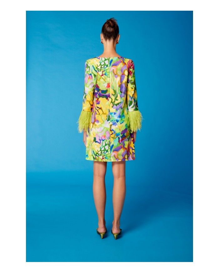 Vestido recto plumas 51665 carla ruiz mujer